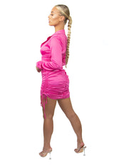 Tamara Hot Pink Ruched Dress