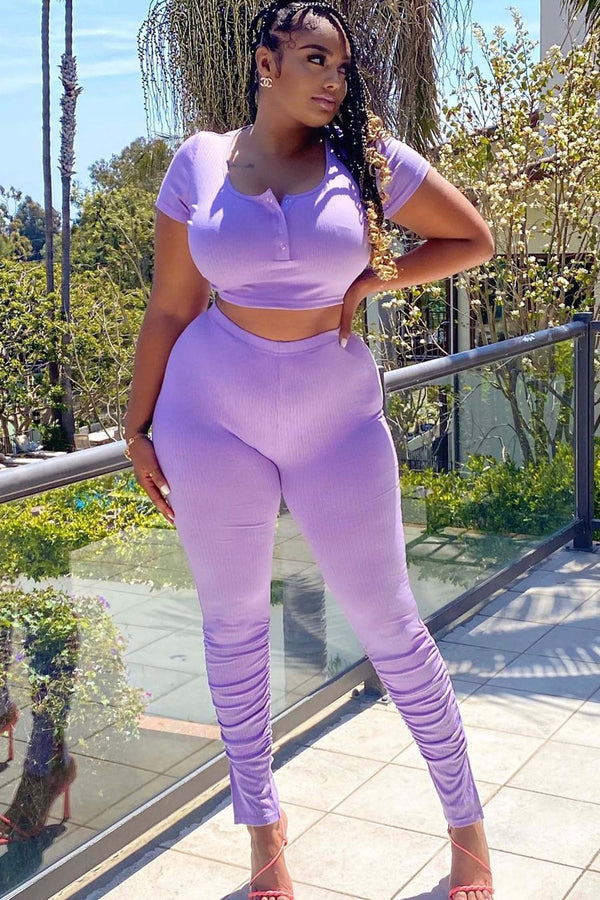 Chill And Vibes Lilac Two Piece Set