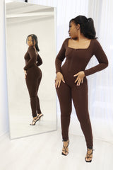 Made With Love Chocolate Corset Jumpsuit
